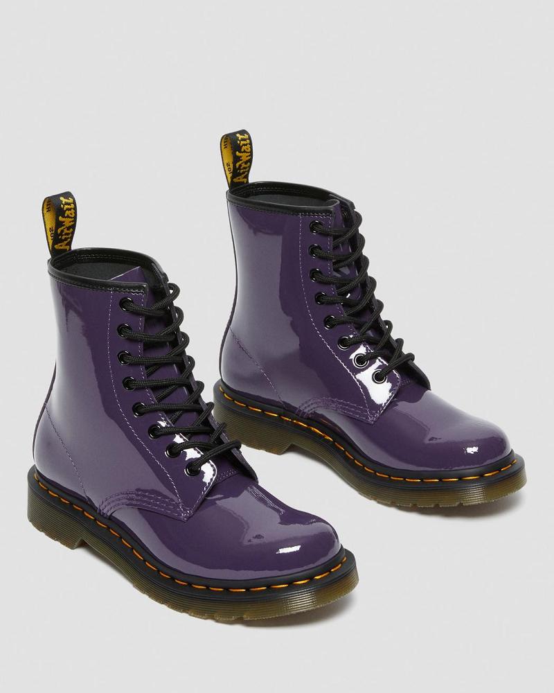 Dr Martens 1460 Lak Læder Snørestøvler Dame Lilla | DK 196NWY